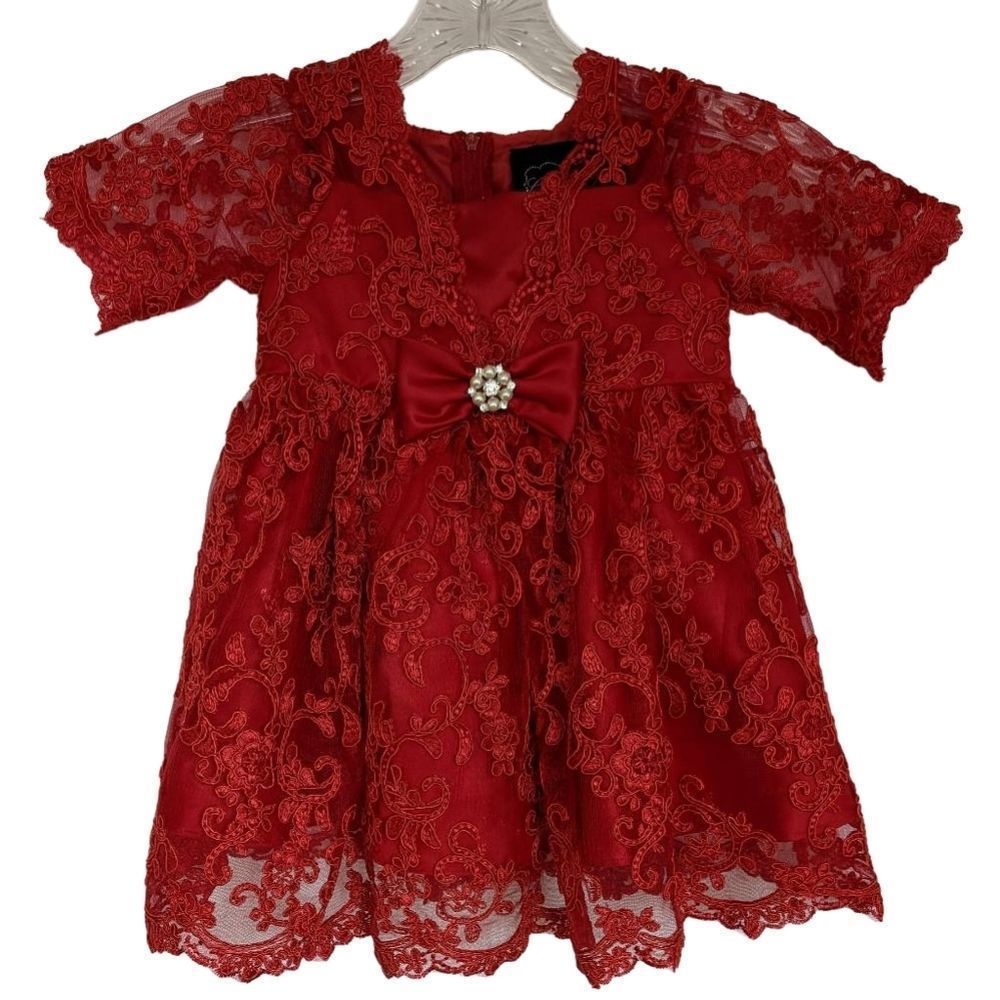 Chantilly Place Girl's Red Lace Dress